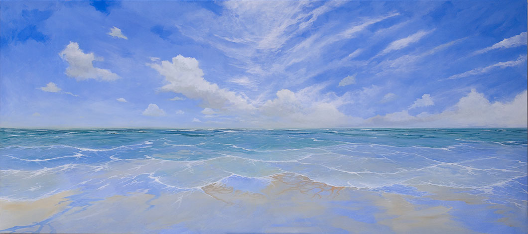 Seascape original painting, acrylic on canvas, by Hastings artist Jon 'Huldrick' Wilhelm.