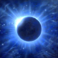 Original painting "Eclipse - Blue Phase". Acrylic on canvas by Hastings artist Jon 'Huldrick' Wilhelm.