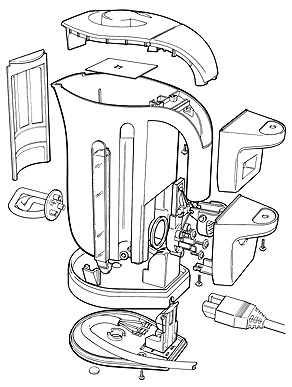Exploded view of kettle technical illustration by Huldrick.